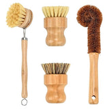 4 Piece Bamboo Dish Brush Set - Bamboo Dish Bottle Brush with Sisal, Dish Scrubber for Kitchen Cleaning Dishes, Pots, Pans