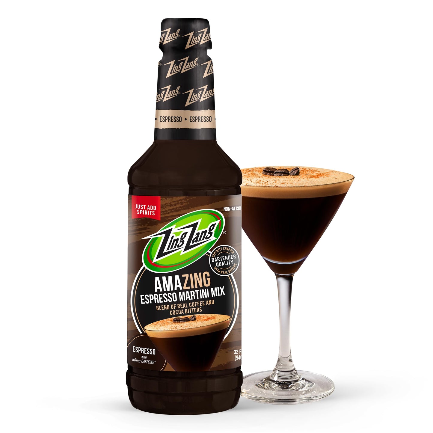 Zing Zang Espresso Martini Mix - Non-Alcoholic Coffee Cocktail Mixer - Smooth Espresso Flavor - 32 Fl Oz Bottle (Pack of 1)