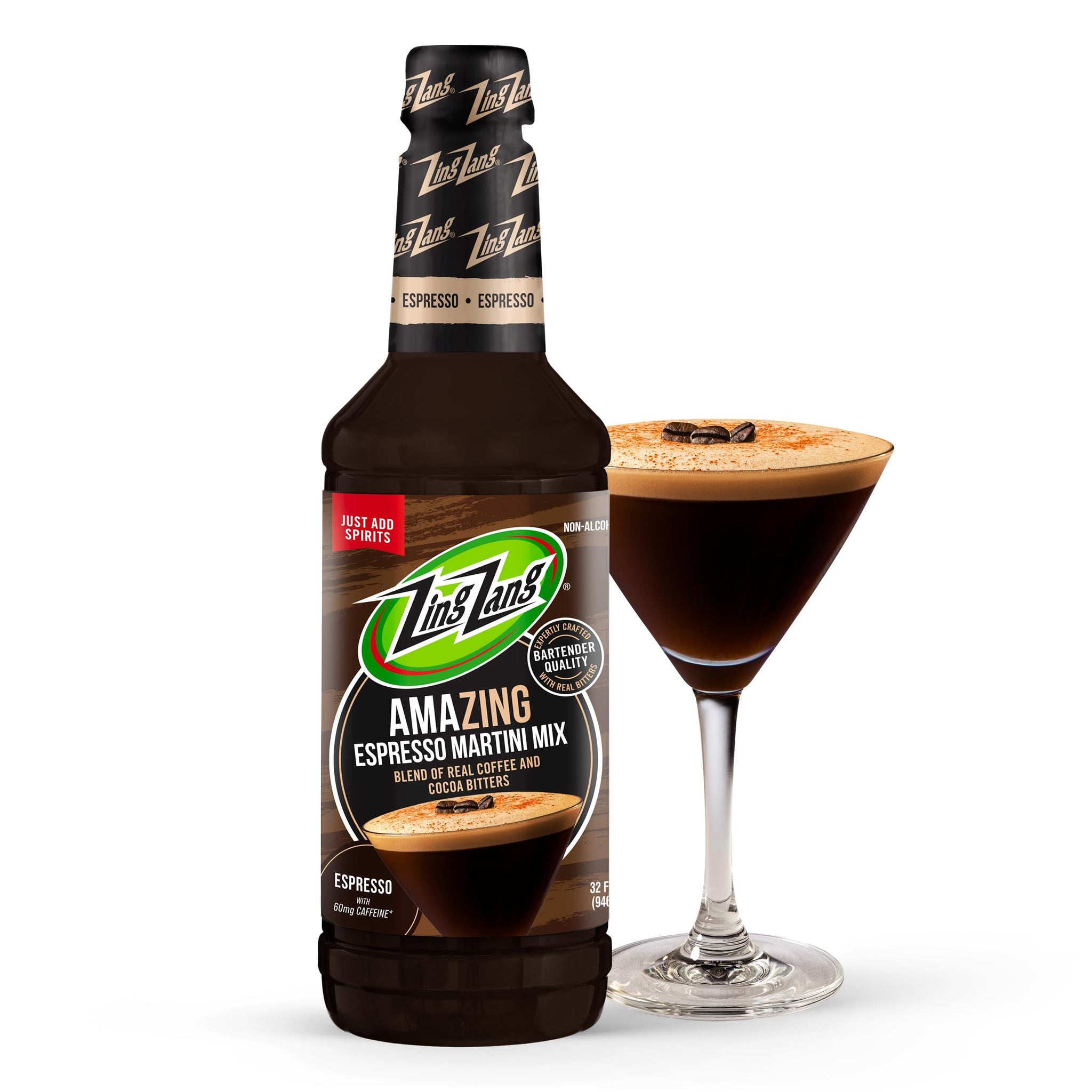 Zing Zang Espresso Martini Mix - Non-Alcoholic Coffee Cocktail Mixer - Smooth Espresso Flavor - 32 Fl Oz Bottle (Pack of 1)