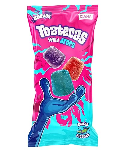 Toztecas Wild Drops, Chewy Gummies, Spicy Fruit Flavored Candy, 2.8 Oz 2.8 Oz (Pack of 1)