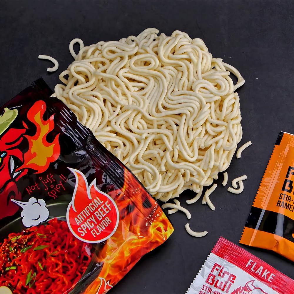 [Fire Bull Ramen] Intense Spicy Stir-Fried Ramen | Authentic Korean Heat Meets Flavorful Delight | Thick, Chewy Noodles | Quick & Easy Meal (4