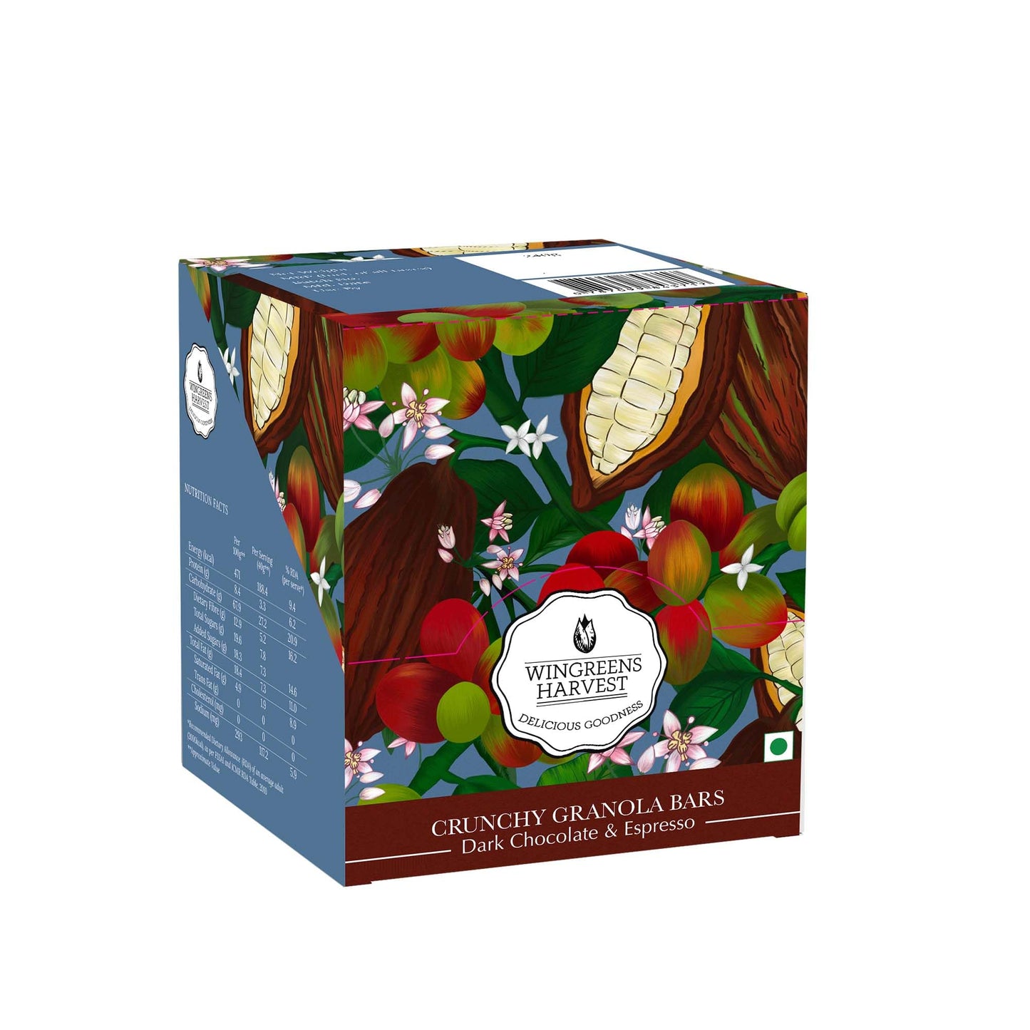 Monsoon Harvest Crunchy Millet Granola Bars - Dark Chocolate Espresso - Pack Of 6 Healthy Breakfast Bars (40 Grams Each)