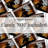 Amanda Creation Spooky Halloween Haunted House Mini Chocolate Candy Bar Sticker Wrappers, 45 1.4" x 2.6" Wrap Around Labels, Great for Party Favors