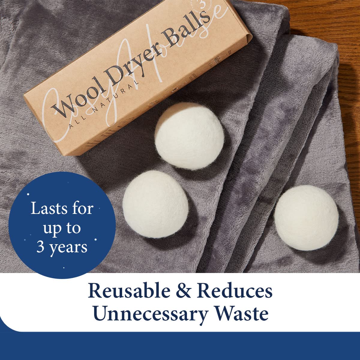 Cosy House Collection Wool Dryer Balls - Premium Reusable Natural Fabric Softener - Eco-Friendly, Saves on Time and Energy - Soften Clothes Naturally