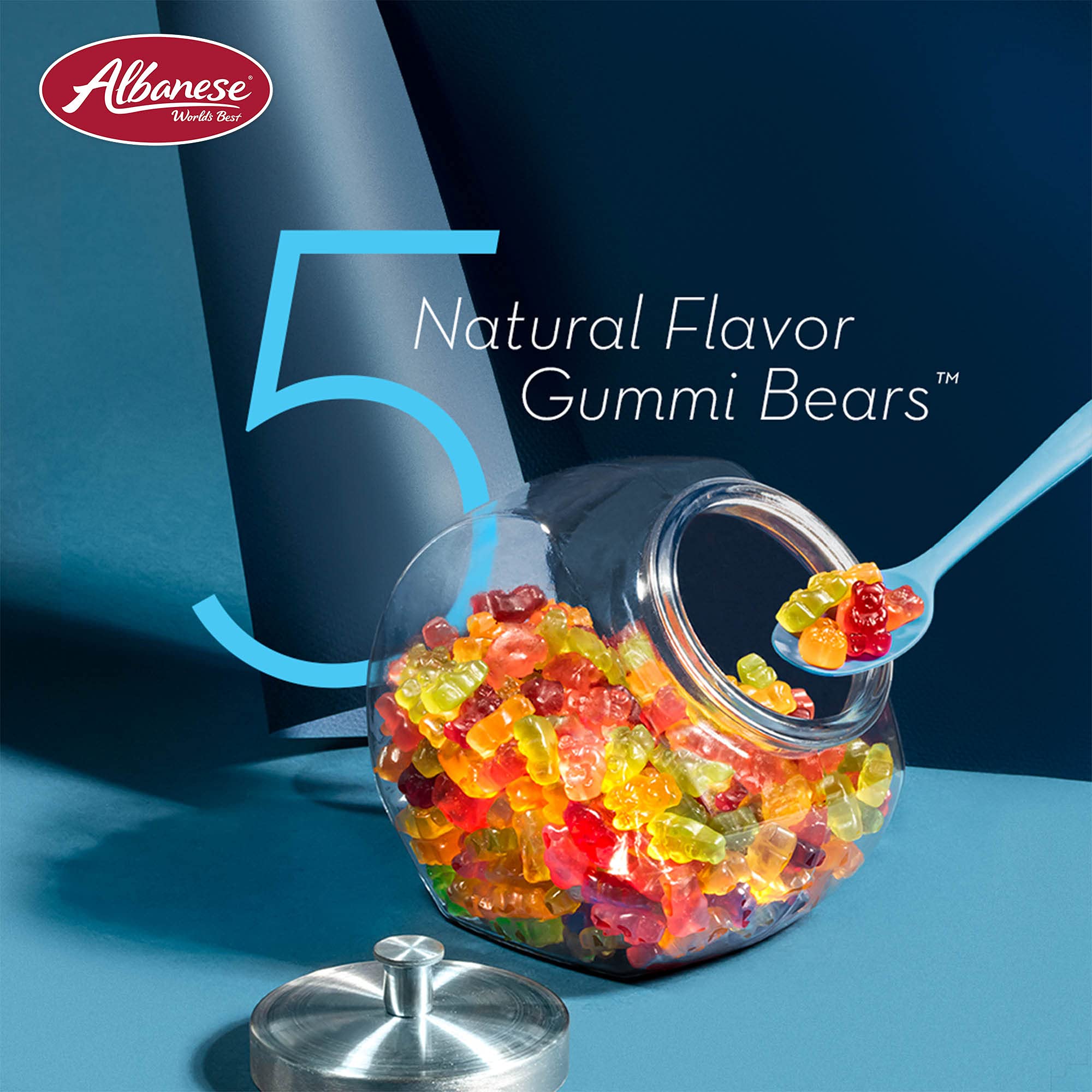 Albanese World's Best 5 Natural Flavor Gummi Bears, 5lbs of Candy