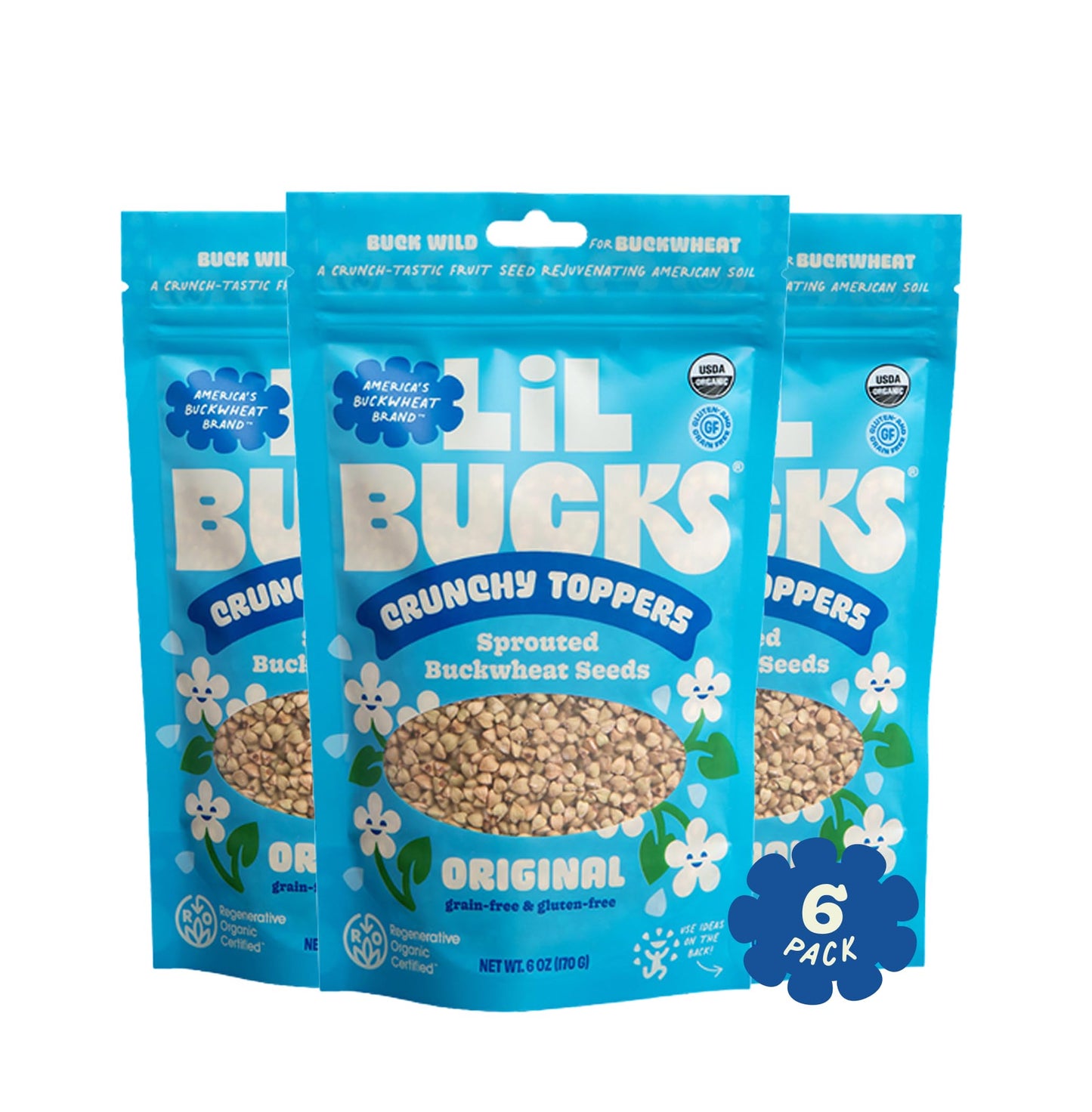 Lil Bucks Sprouted Regeneratively Grown Buckwheat Seeds- Paleo Cereal, Gluten-Free Granola, High in Protein, Low Sugar, Organic Superseed Crunch