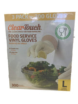 Medline Clear-Touch Disposable Food Service Vinyl Gloves, Latex and Powder Free, Large, 300 Count