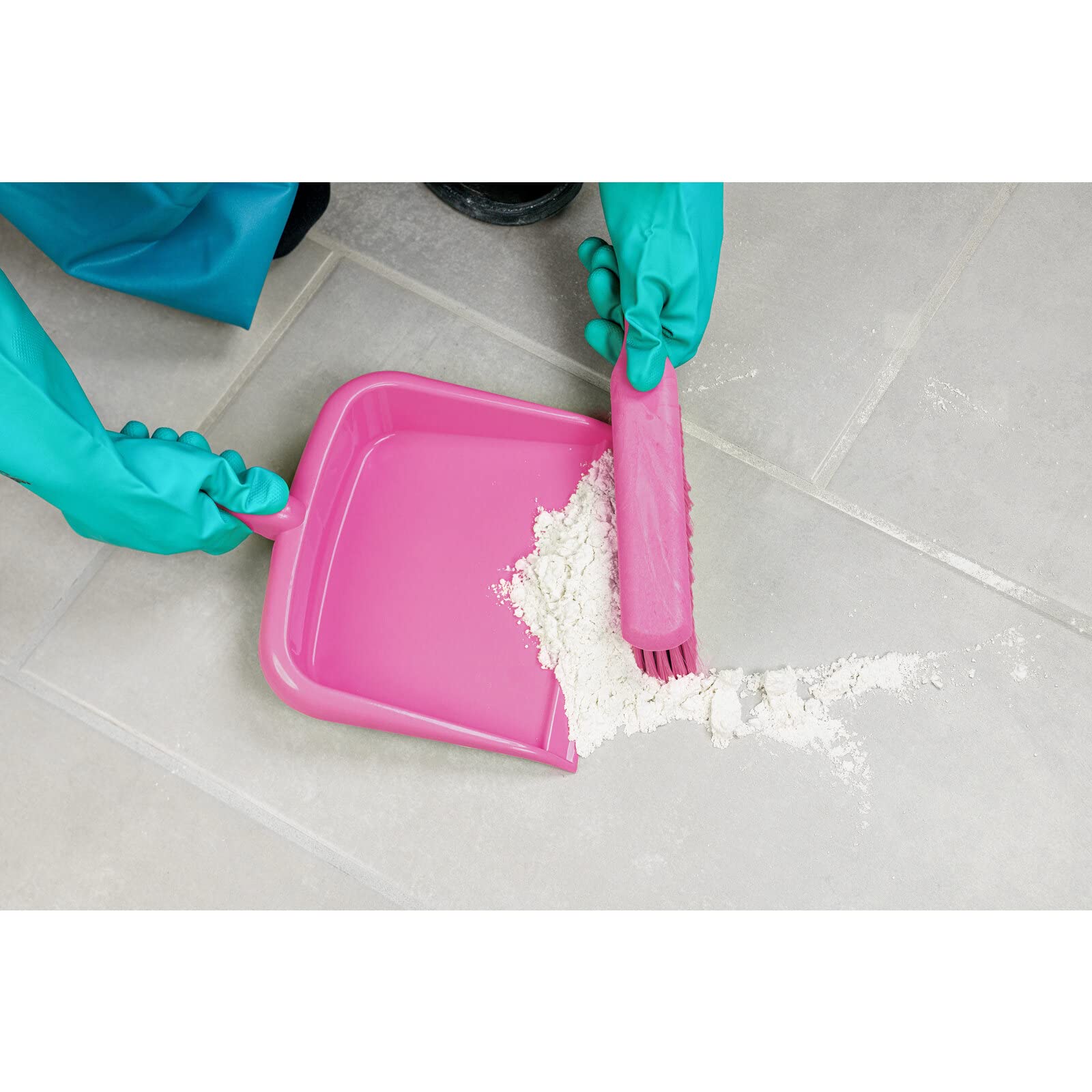 SPARTA Handheld Dustpan with Handle, Cleaning Essentials for Home and Commercial Use, 10", Bright Pink