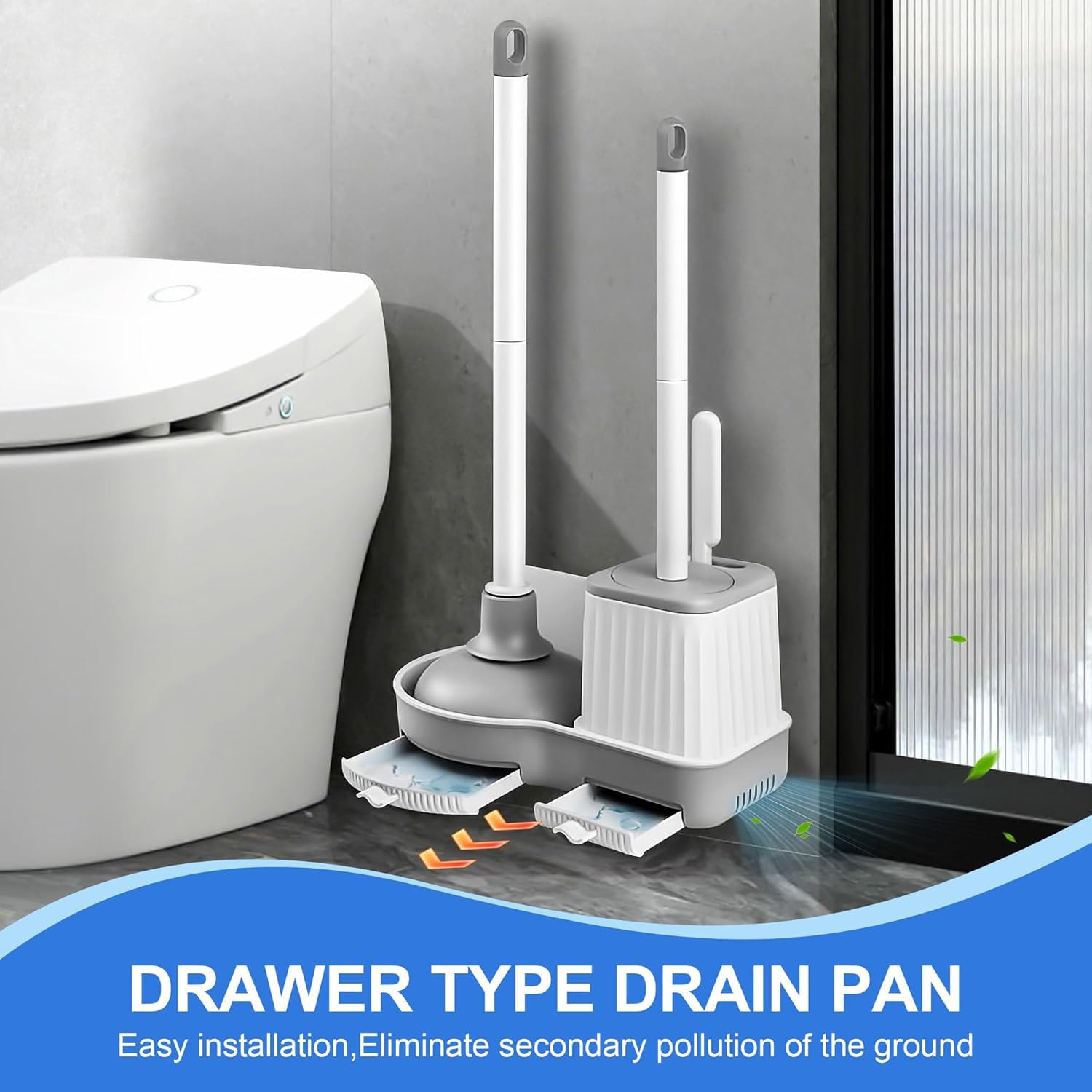 3 in 1 Toilet Plunger Bowl Brush and Holder with Crevice Cleaning Brush Wall Mounted Household Bathroom Cleaning Tools Combo Set