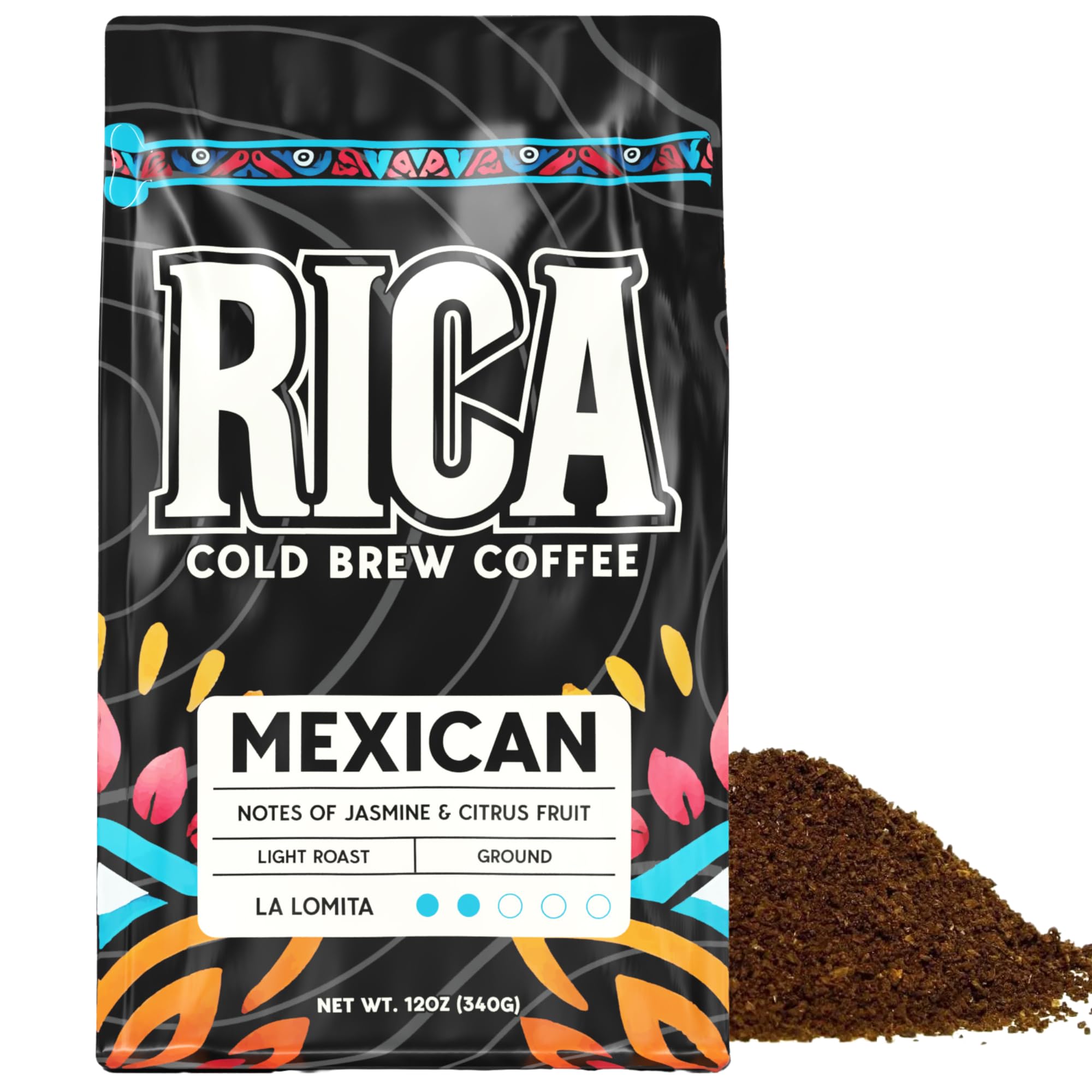 RICA Cold Brew | Mexican Single-Origin Light Roast Coarse Ground Coffee for Cold Brew | 100% Arabica from Chiapas, Mexico | Low Acid, Bright Citrus