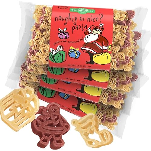Pastabilities Fun Shaped Pasta for Kids - Christmas - Naughty or Nice Holiday Theme, Non-GMO Natural Wheat and Vegetable Pasta, All-Natural, Kosher