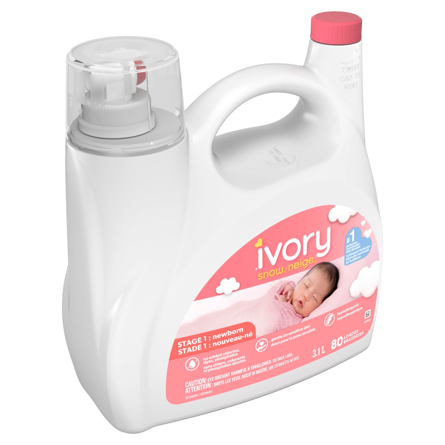 Ivory Snow 1: Newborn Baby Liquid Laundry Detergent, 80 loads 105 fl oz