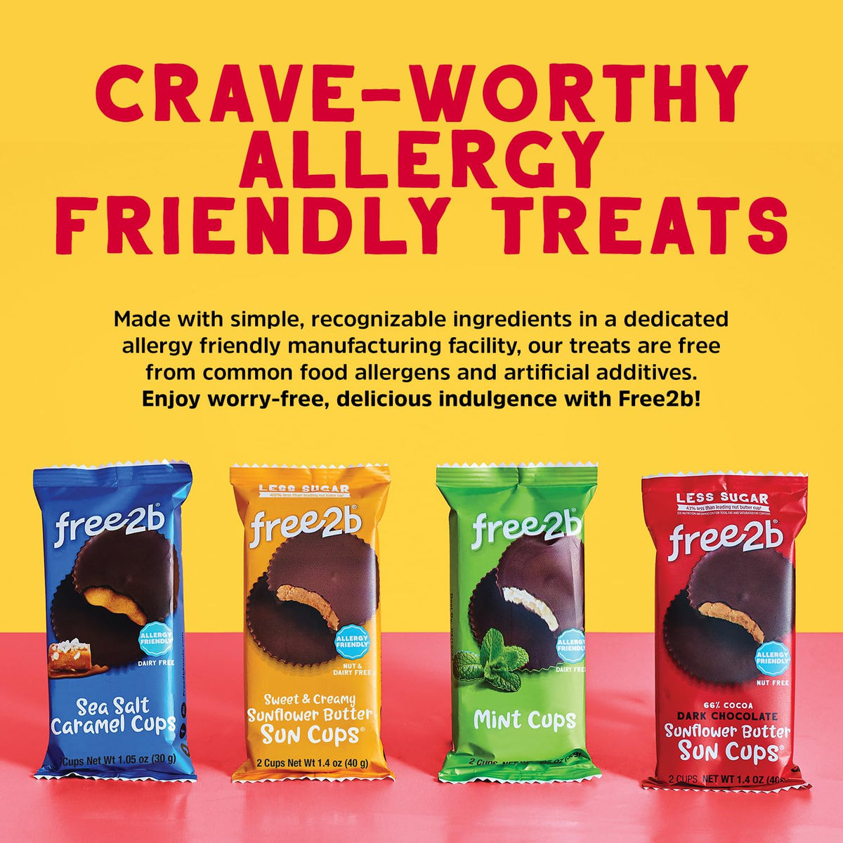 Free2b Sunflower Butter Sun Cups, Allergy Friendly Holiday Pack, 6 Count