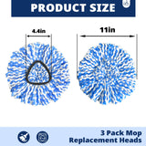 Spin Mop Replacement Head Compatible with RinseClean 2-Tank System, 3 Pack Machine Washable Mop Refills, Removes Dust, Hair & Kitchen Dirt