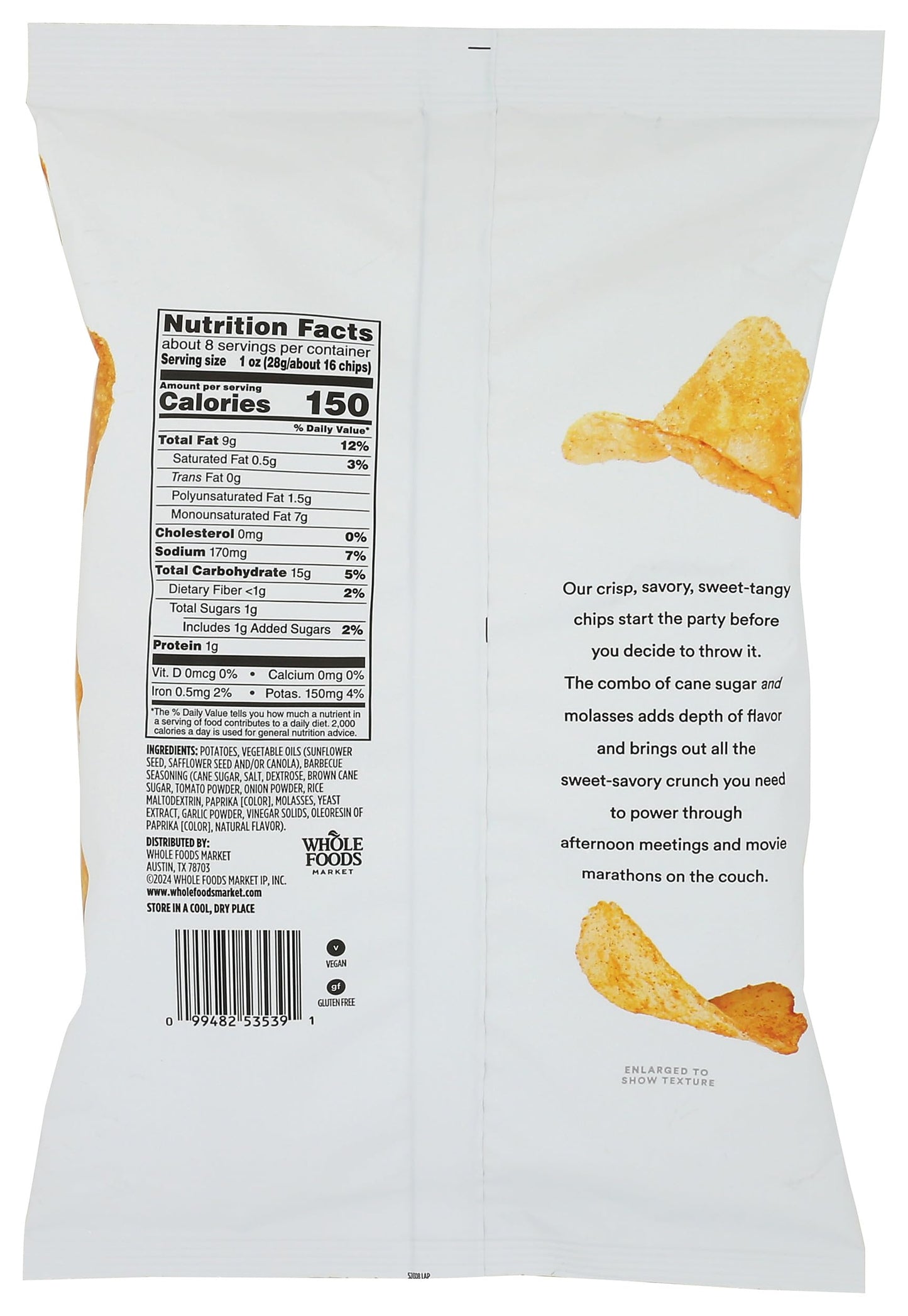 365 By Whole Foods Market, Potato Chips Barbecue, 8 Ounce