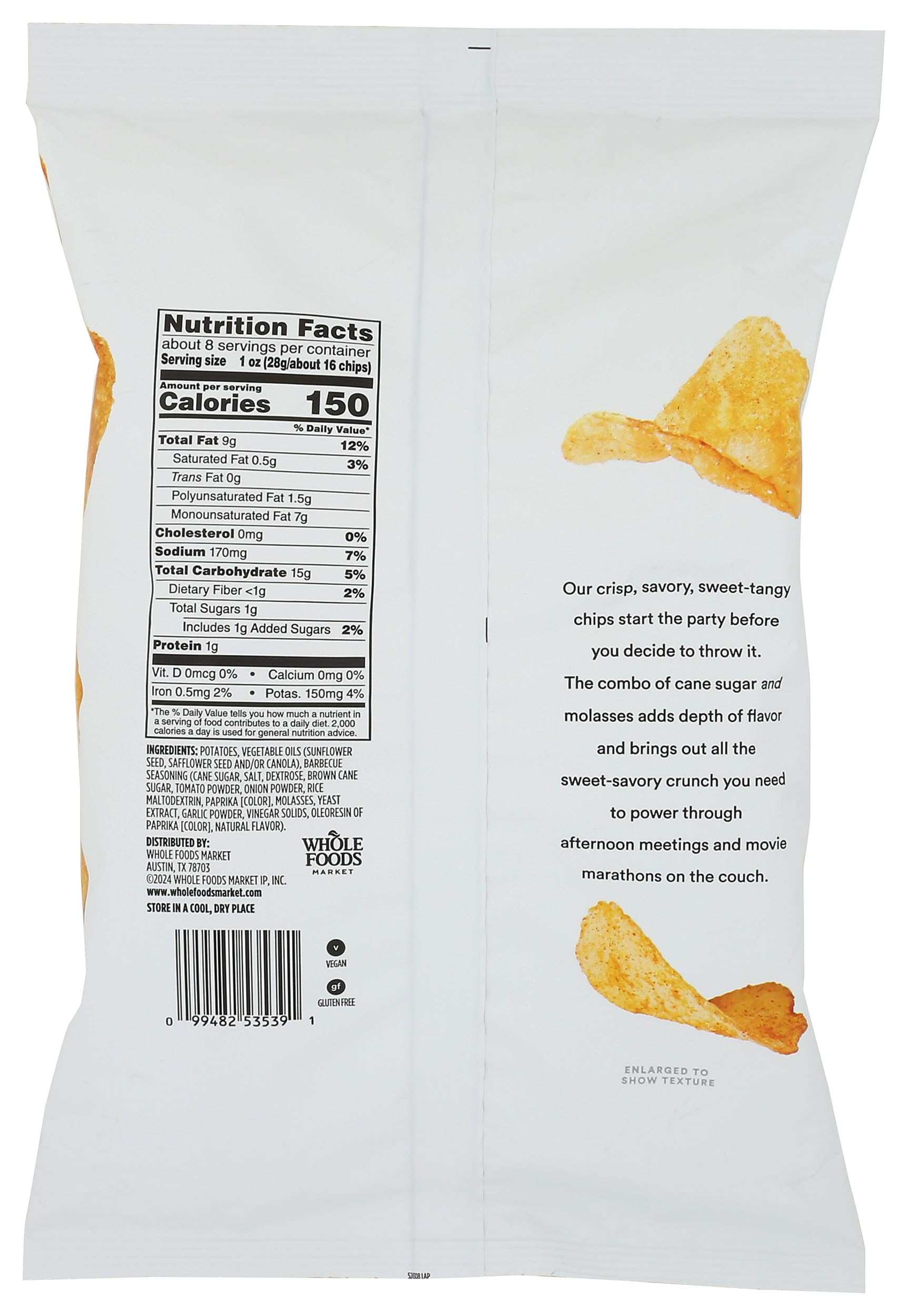 365 By Whole Foods Market, Potato Chips Barbecue, 8 Ounce