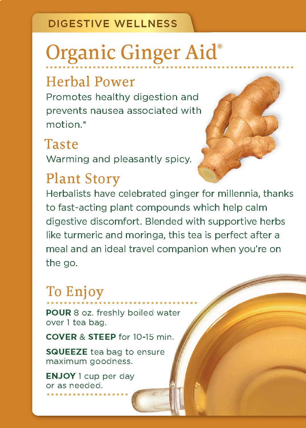 Traditional Medicinals Organic Ginger Aid Herbal Tea, Promotes Healthy Digestion, (Pack of 1) - 16 Tea Bags