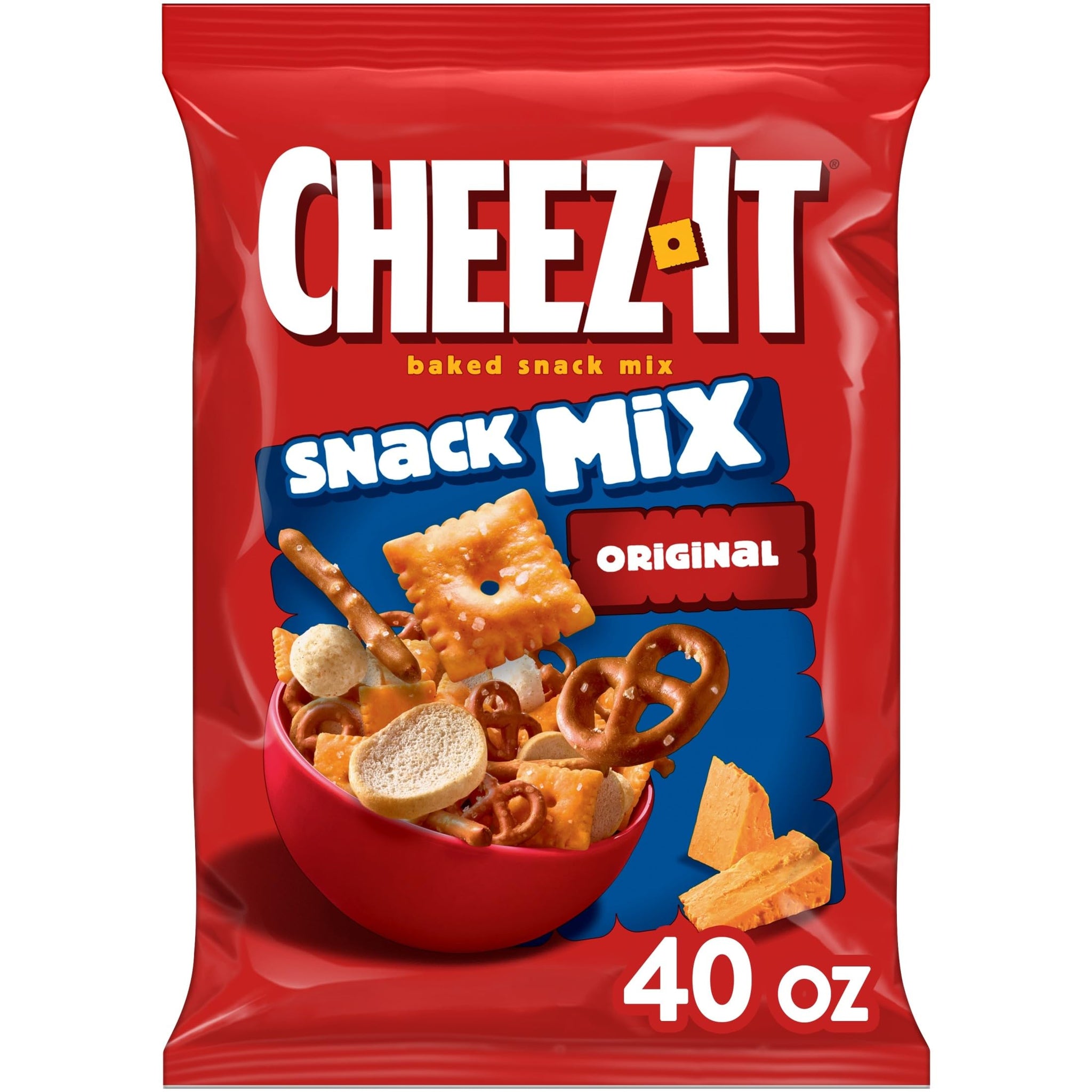 Cheez-It Snack Mix, Classic Baked Mix, Lunch Snacks, Classic, 40oz Bag (1 Bag)