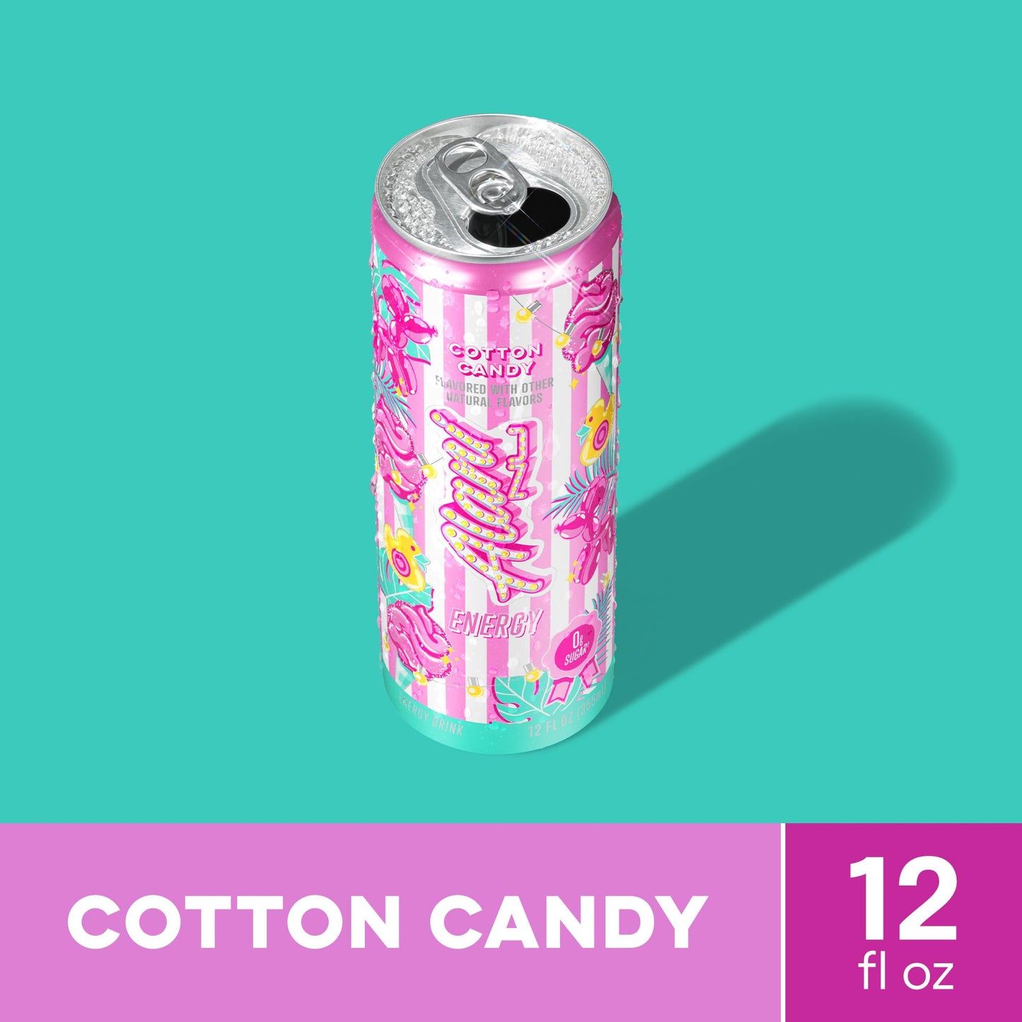 Alani Nu COTTON CANDY, Sugar Free, Low Calorie Energy Drinks, 200mg Caffeine, Biotin, B Vitamins, Zero Sugar, 10 Calories, 12 Fl Oz Cans, 12 Pack