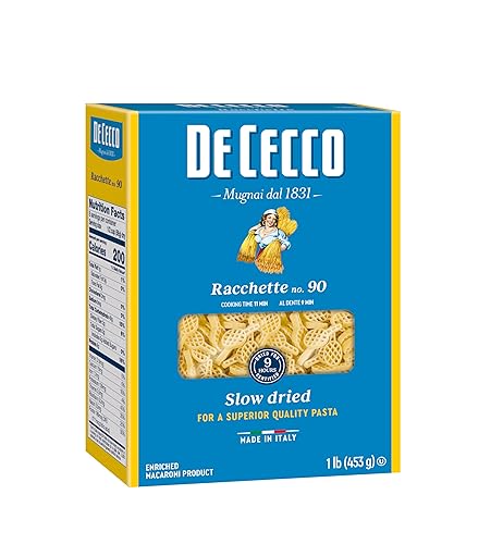 De Cecco Pasta, Racchette No.90, 1 Pound (Pack of 12) - Made in Italy, High in Protein & Irom, Bronze die