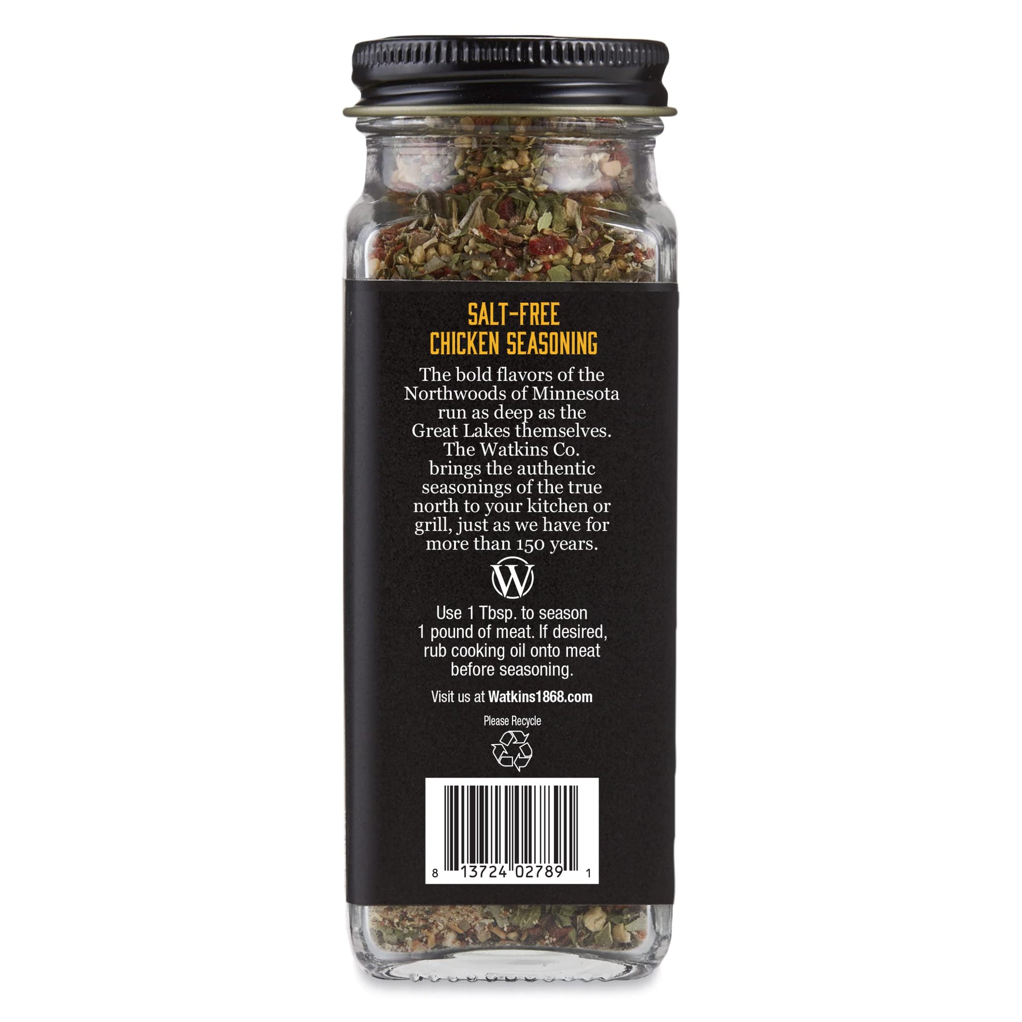 Watkins Salt-Free Organic Chicken Seasoning, 2.6 oz, 1-Pack
