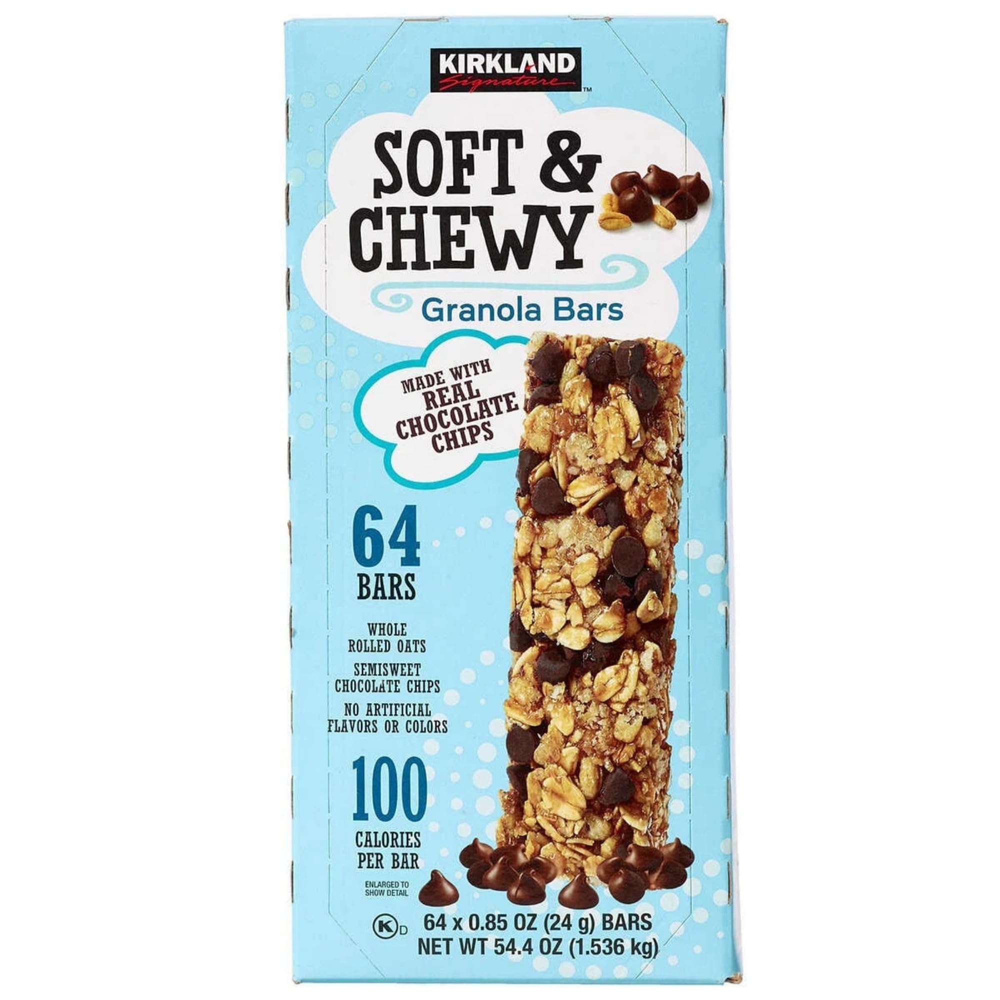 ZENVOIRA Gift Snack Box - includes Kirkland Soft & Chewy Chocolate Chip Granola Bars, 60x24g (1.54kg/54.4 oz) Snack Bars, Custom Pack, Packed by