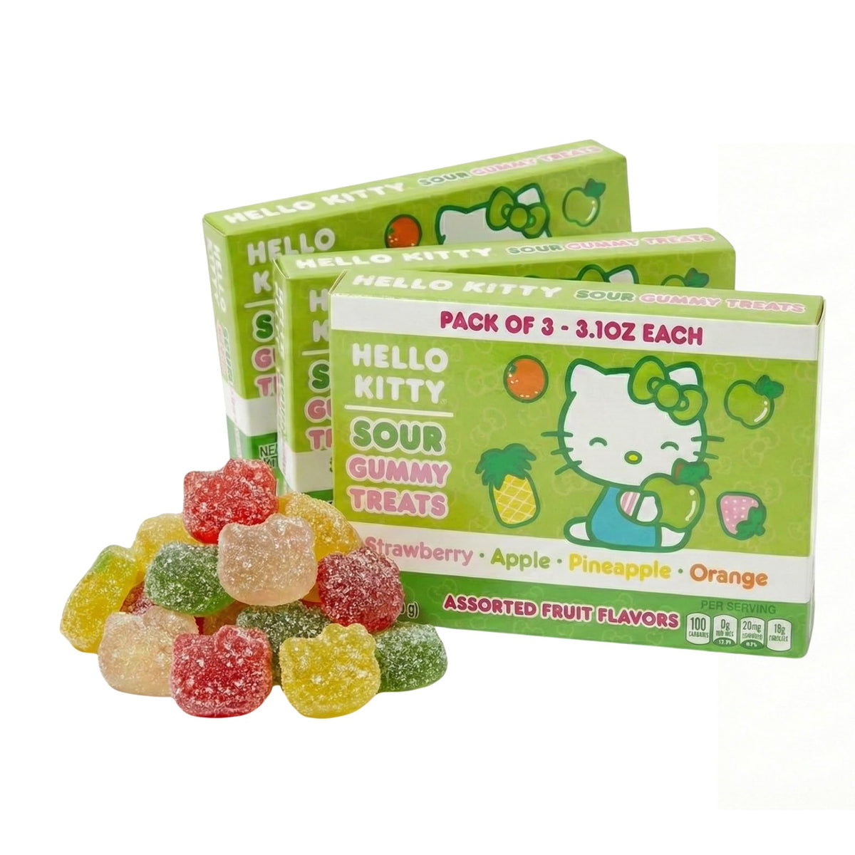 Cookie Dough Bites Hello Kitty Sour Gummy Candy 3.1 oz 3-Pack