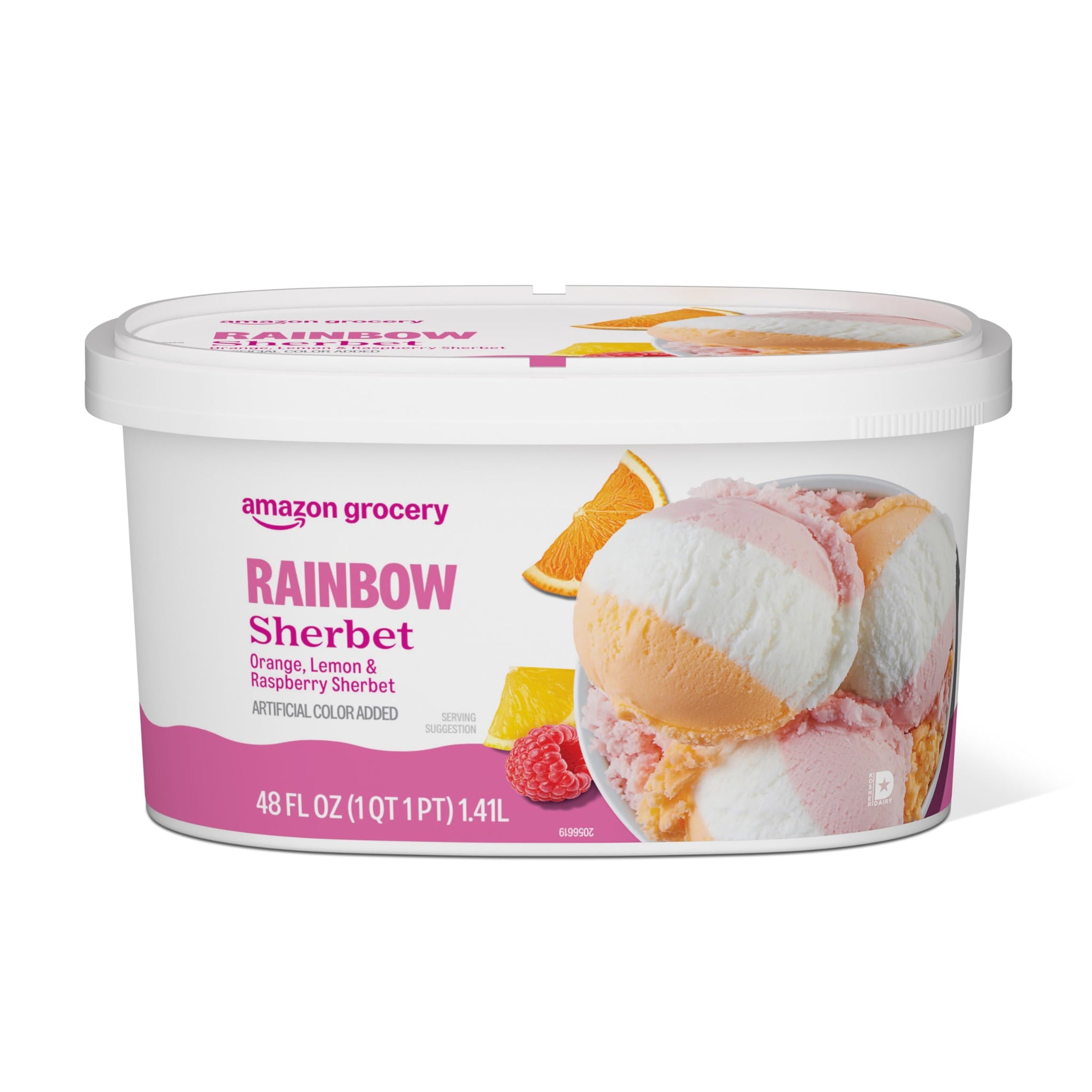 Amazon Grocery, Rainbow Sherbert Ice Cream, 48 Fl Oz