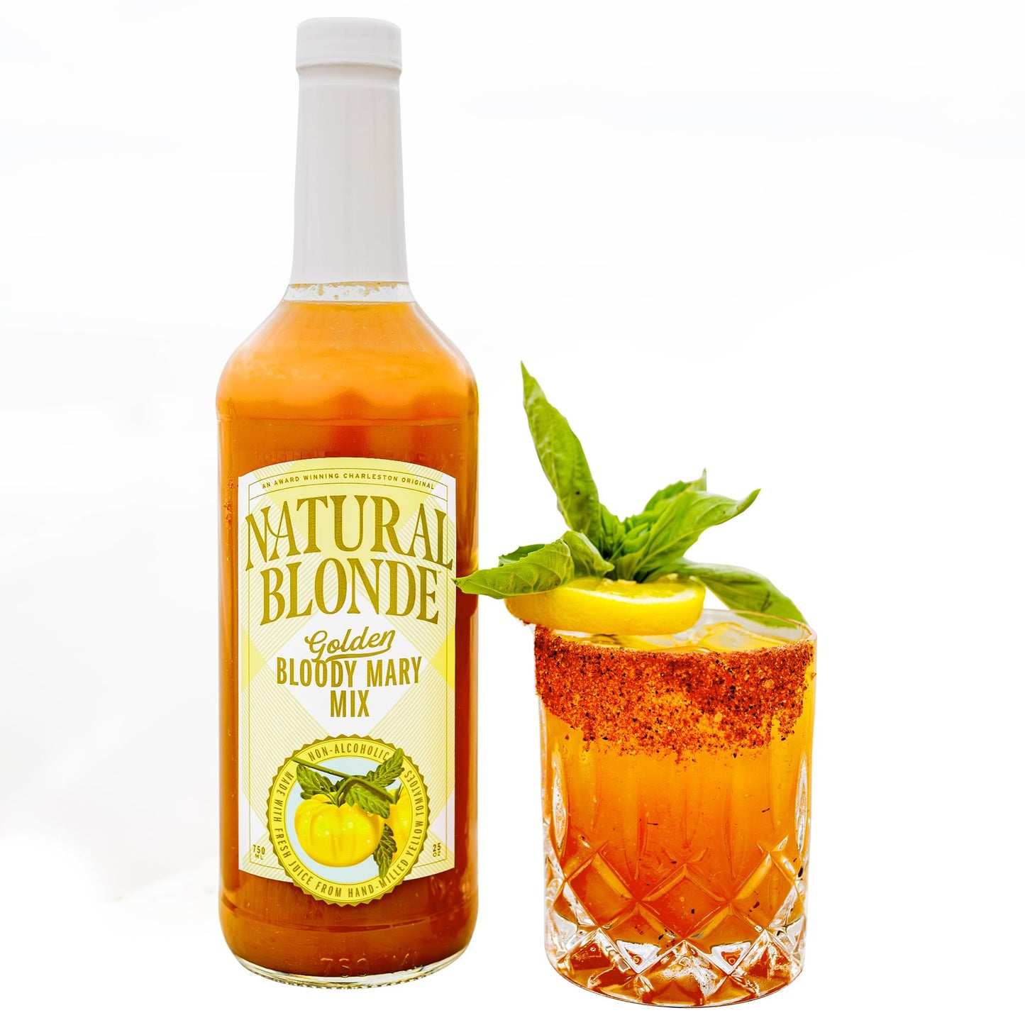 Natural Blonde Golden Bloody Mary Mix - All-Natural Cocktail Mixer with Hand-Picked Golden Tomatoes - Low Calorie, Gluten Free - 25 Fl Oz (1 Pack)