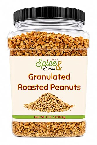 Granulated Roasted Peanuts | Chopped Peanut Topping for Ice Cream, Baking, Desserts, Candy Apples & Snacks | By Dasher’s Spice & Beans | 2 lb Bulk