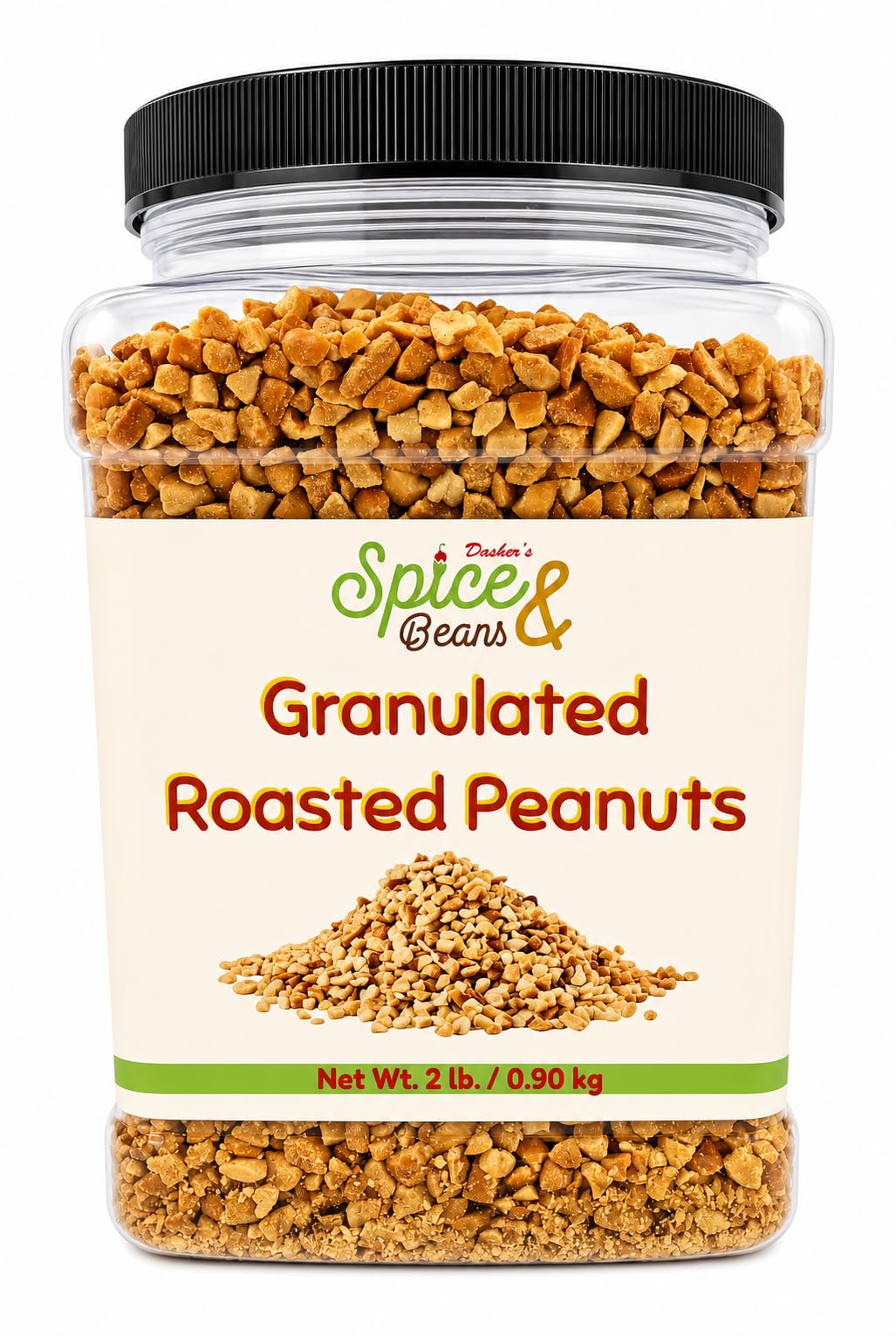 Granulated Roasted Peanuts | Chopped Peanut Topping for Ice Cream, Baking, Desserts, Candy Apples & Snacks | By Dasher’s Spice & Beans | 2 lb Bulk