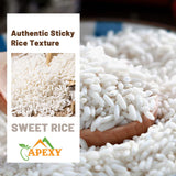 Apexy Premium Long Grain Sweet Rice 5 lb - Glutinous Sticky Rice, Non-GMO | Perfect for Asian Desserts, Sushi, Dumplings & Sticky Rice Dishes | Soft, Chewy Texture