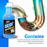 Fuller Brush Drain Line & Septic Tank Cleaner - 32 oz Enzyme-Based Drain Cleaner for Slow Drains, Grease & Food Buildup, Safe for PVC/Metal Pipes