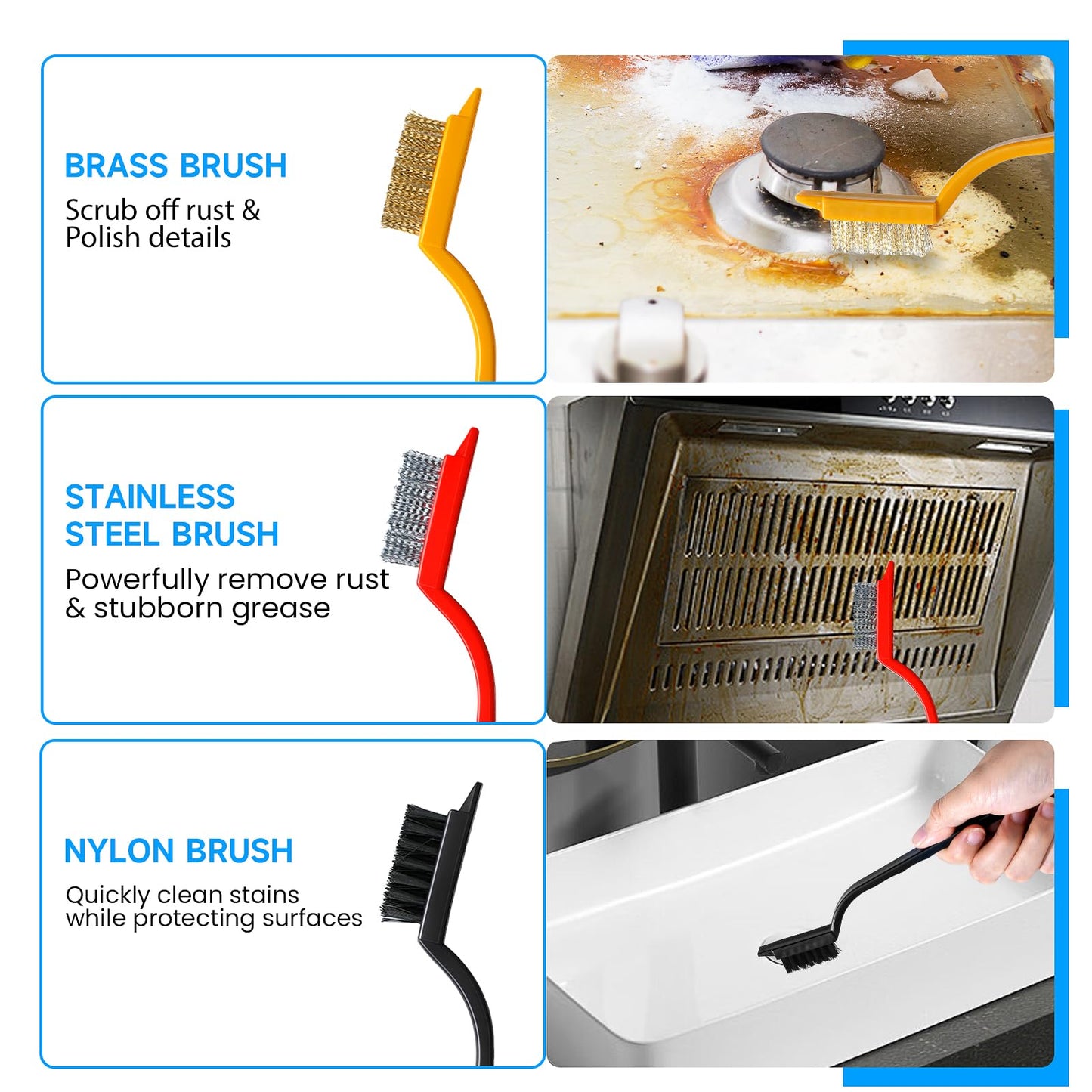 14Pcs Crevice Cleaning Brush Set, V Shape Grout Cleaner Brush for Deep Cleaning Gap, Hard Bristle Scrub Brushes Tools, Cleaning Supplies for Household