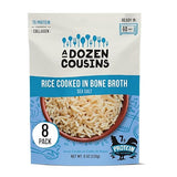 A Dozen Cousins Rice Cooked in Bone Broth Microwaveable Rice Packets | 7g Protein | Contains Collagen (Sea Salt, 8 Pack)
