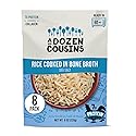 A Dozen Cousins Rice Cooked in Bone Broth Microwaveable Rice Packets | 7g Protein | Contains Collagen (Sea Salt, 8 Pack)
