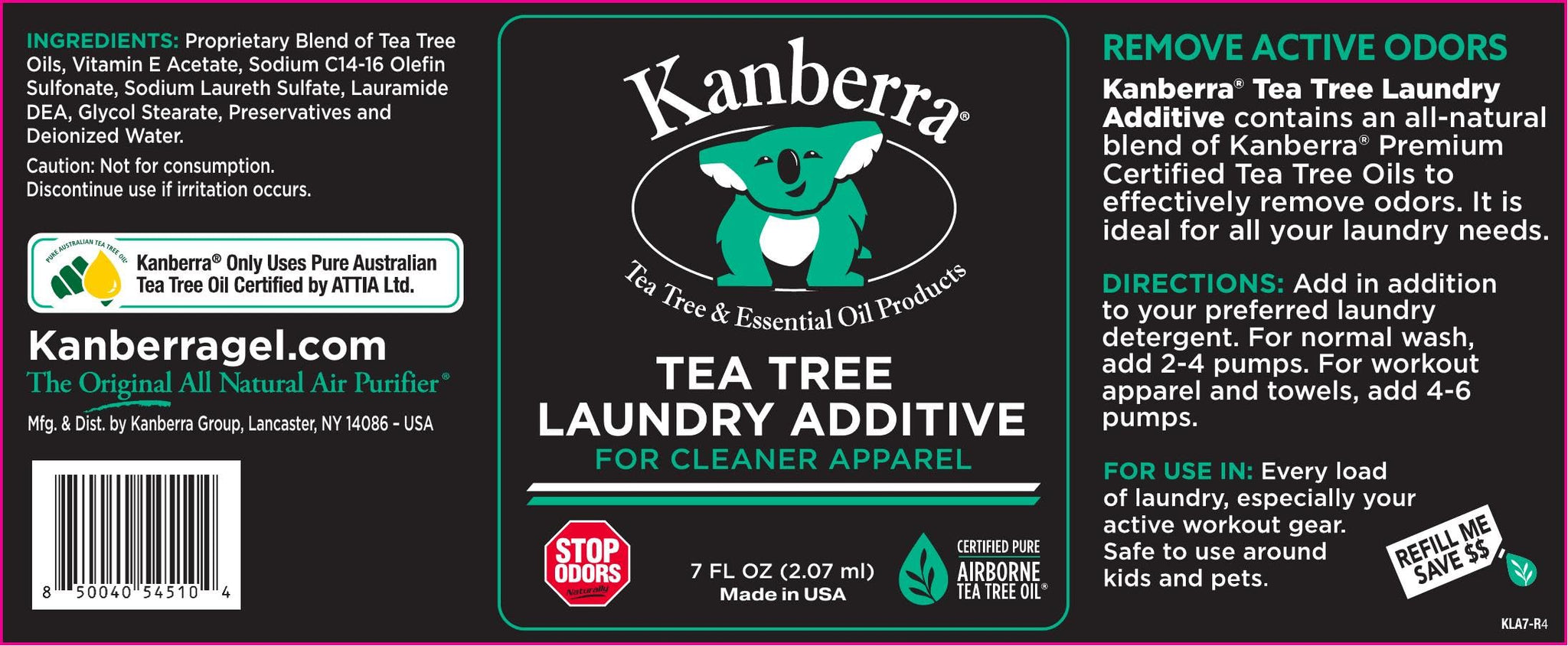 Kanberra Tea Tree Oil Laundry Additive - Liquid - 2 Pack - 7 Fluid Ounces Each