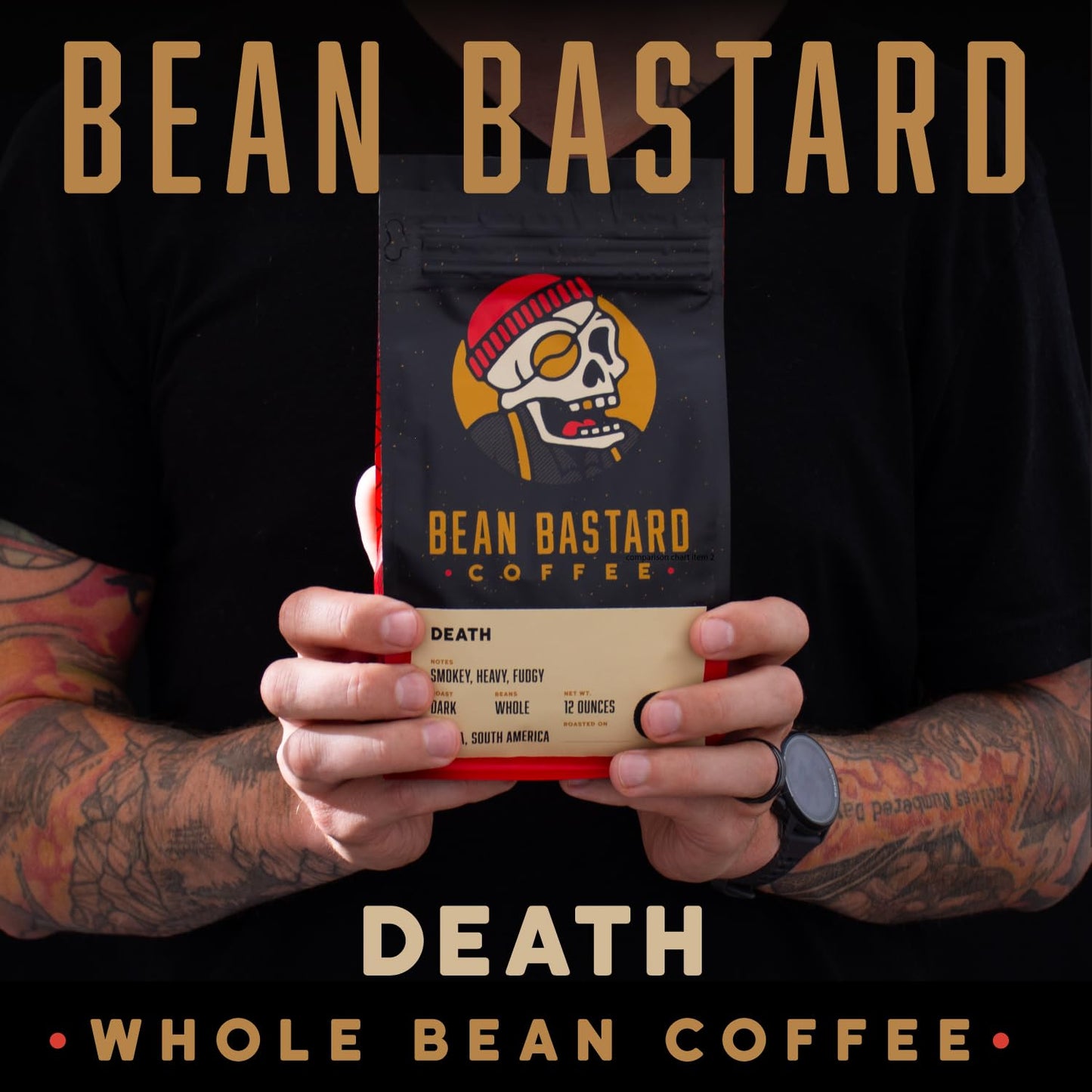 Bean Bastard Coffee DEATH Blend Dark Roast Coffee Beans | Premium Whole Bean Coffee with Smokey Undertones and Rich Fudge Flavor | Blend of Ethically