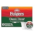 Folgers Classic Decaf Coffee, Keurig K-Cup Pods, 10 Count Box