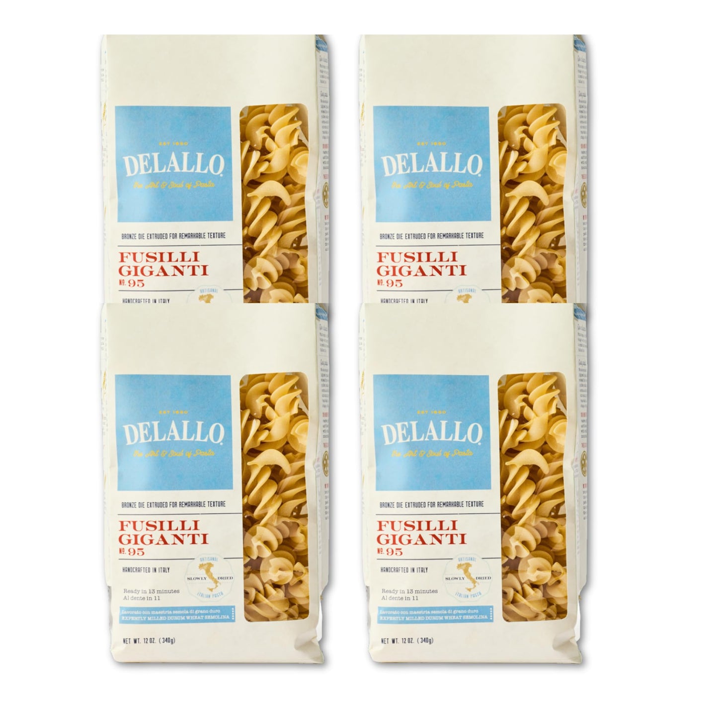 DeLallo Giant Fusilli Pasta, Curly Long Spiral Noodles, Vegan, Kosher, Non-GMO, Made in Italy with 100% Durum Wheat Semolina, Bronze Cut, 16 oz Bag