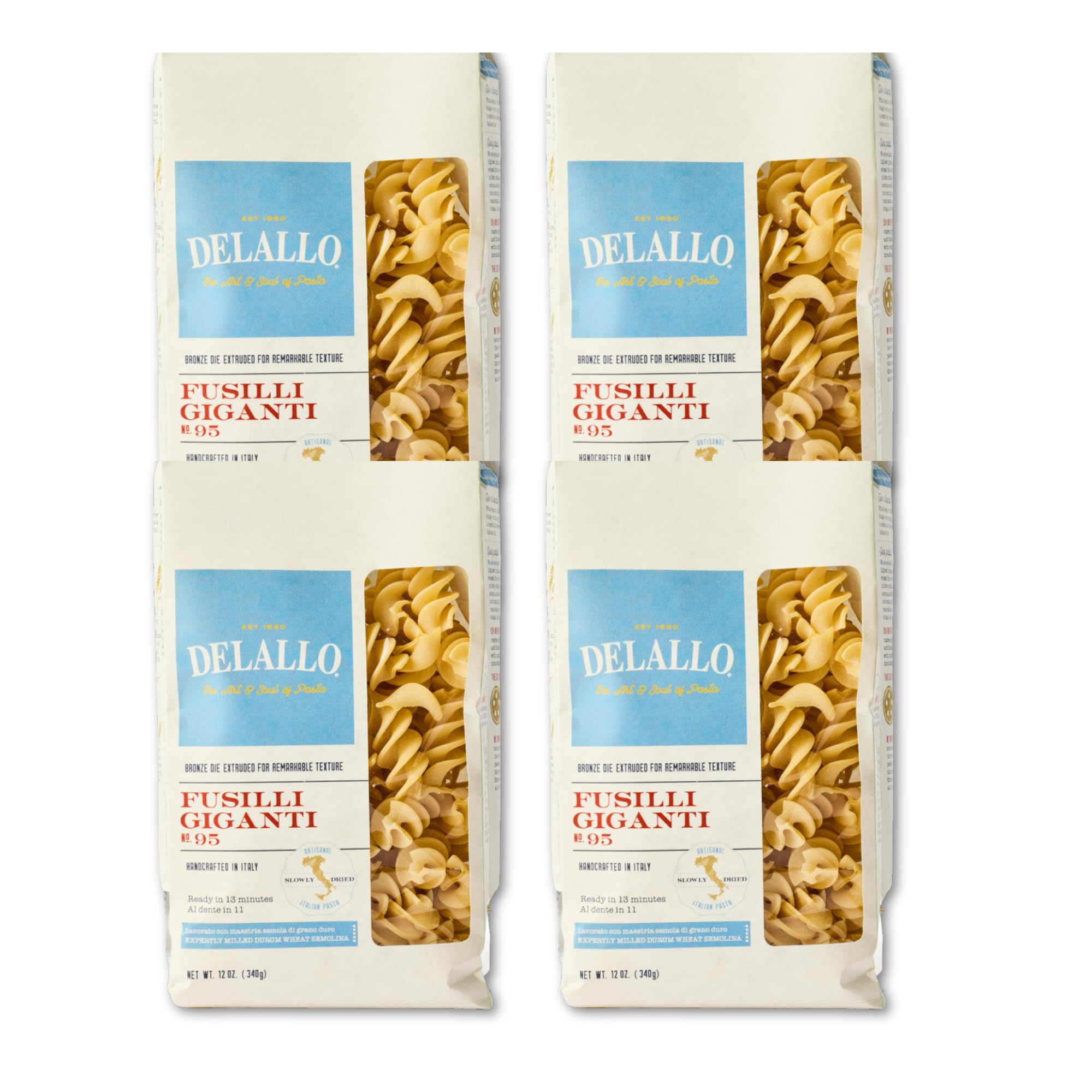 DeLallo Giant Fusilli Pasta, Curly Long Spiral Noodles, Vegan, Kosher, Non-GMO, Made in Italy with 100% Durum Wheat Semolina, Bronze Cut, 16 oz Bag