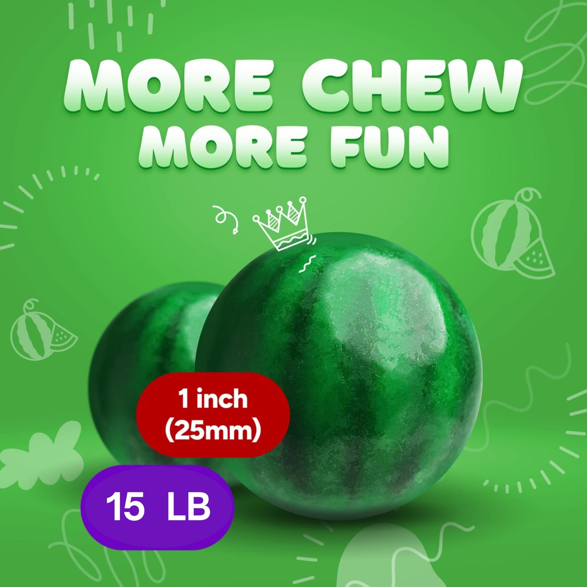 Gumballs for Gumball Machine Refills - Watermelon Large Gumball - 1 Inch Gum Ball 15 LB for Vending Machine - Chewing Gum - Doubble Bubble Gum