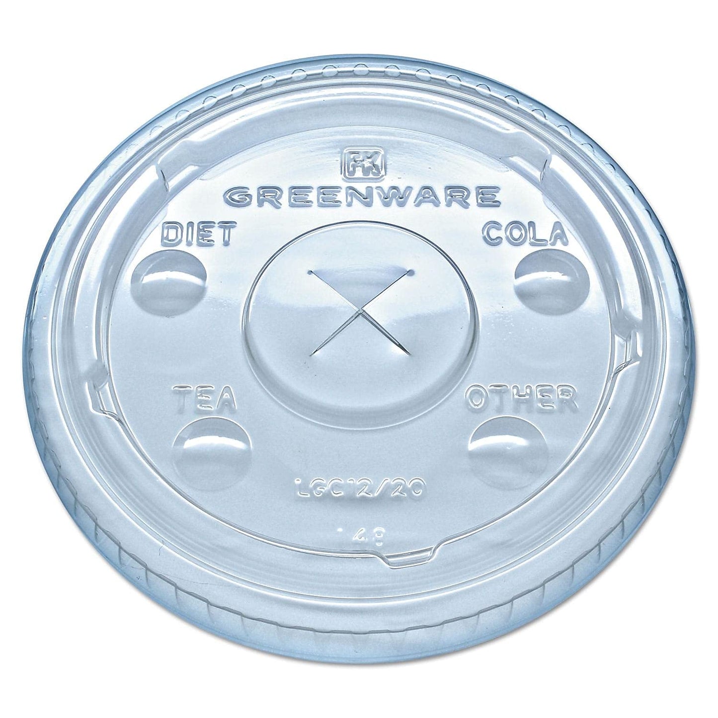 Fabrikal LGC12/20 Greenware Clear Straw Slotted Lid for 9, 12, 20 oz. Greenware Clear Plastic Cup - 1000 / Case