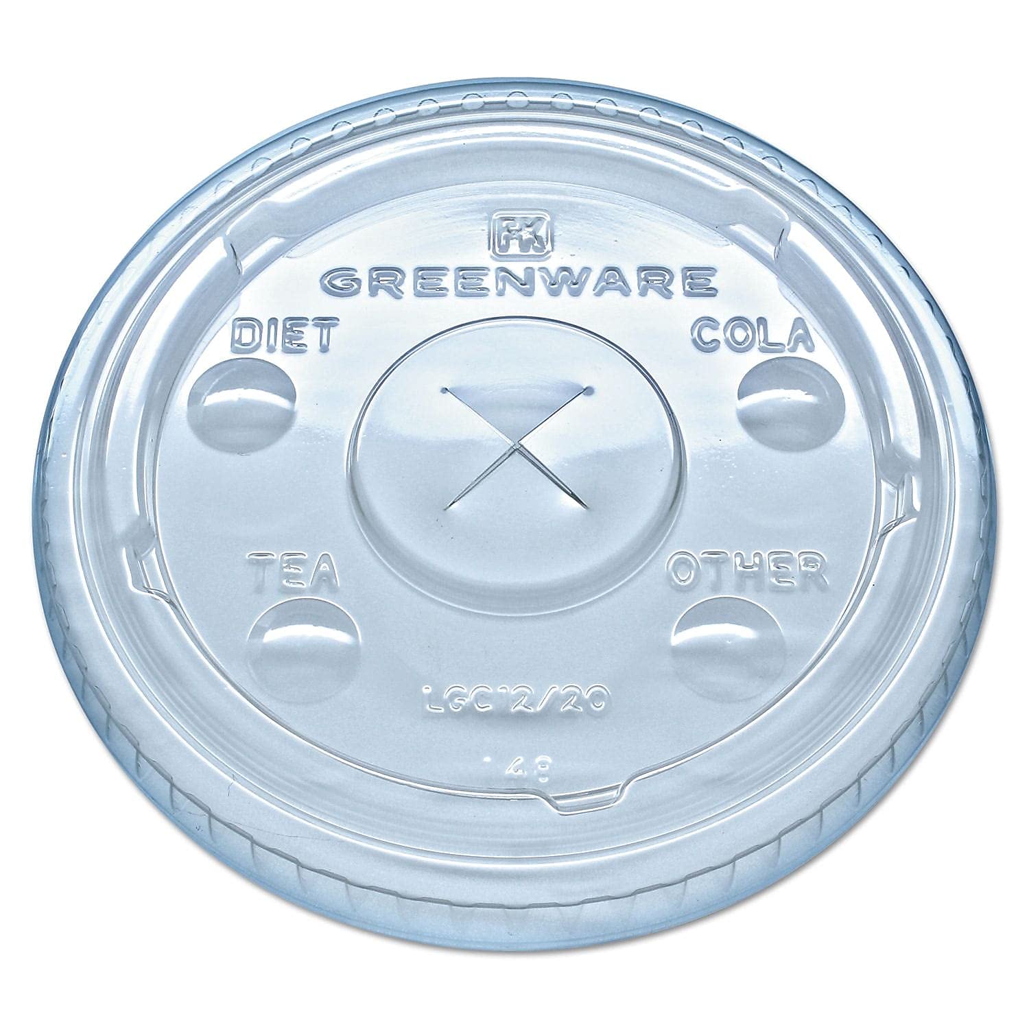 Fabrikal LGC12/20 Greenware Clear Straw Slotted Lid for 9, 12, 20 oz. Greenware Clear Plastic Cup - 1000 / Case