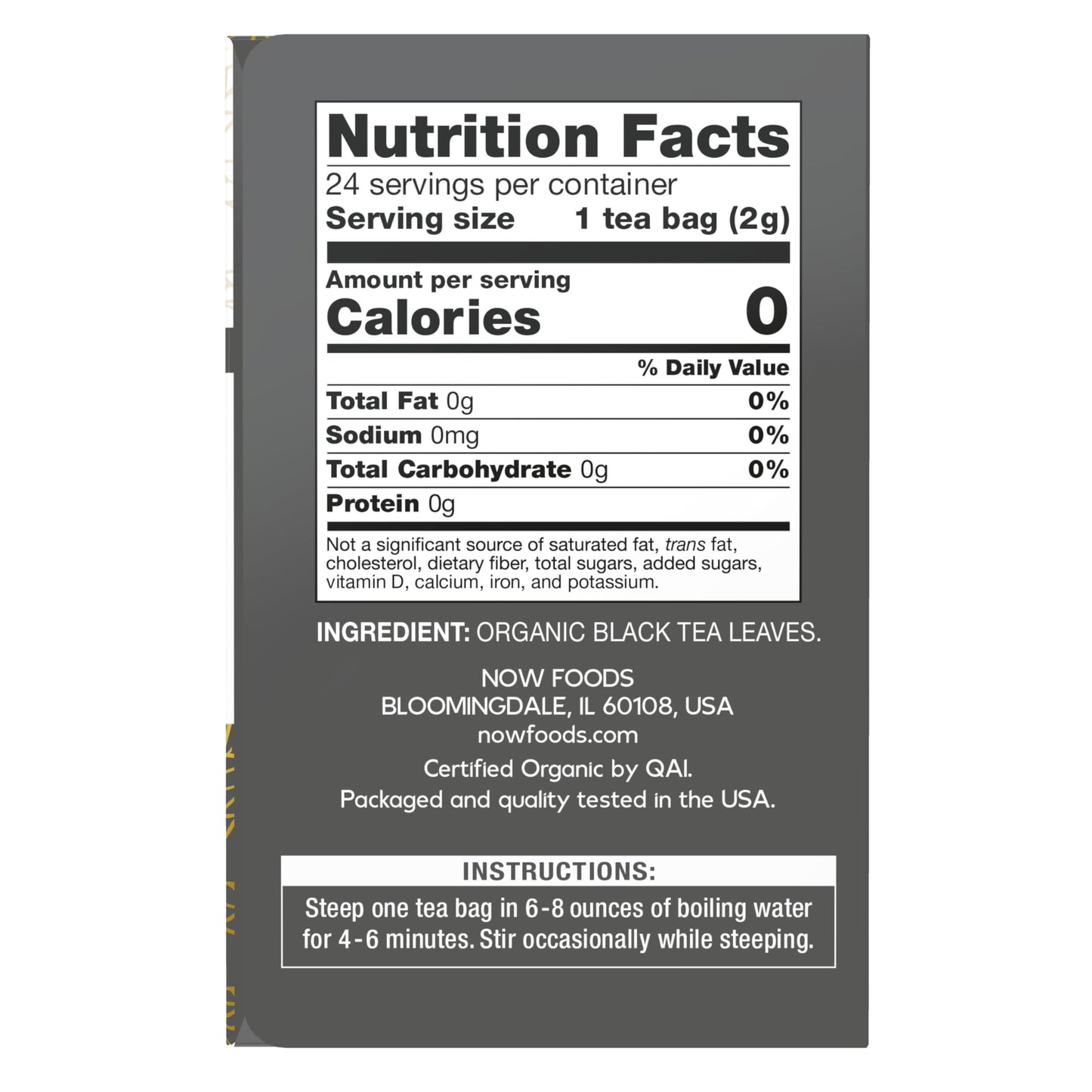 NOW Foods, Give a Tea™ Organic Black Tea, Robust, Rich Flavor with Naturally Occurring Caffeine, 24-Count