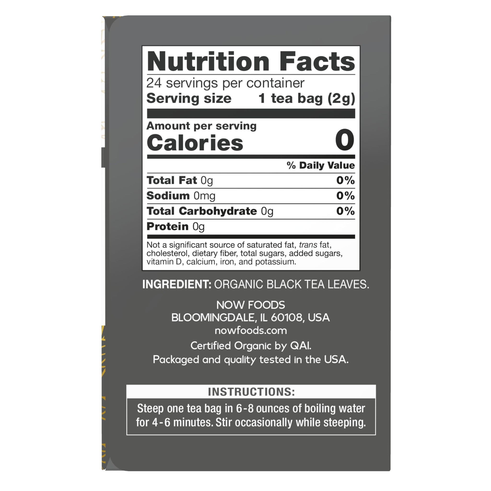 NOW Foods, Give a Tea™ Organic Black Tea, Robust, Rich Flavor with Naturally Occurring Caffeine, 24-Count