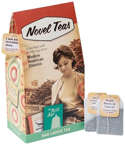 Novel Teas - Book Lover's Gift of Modern American Classics Tea contains 25 teabags individually tagged with literary quotes for the book lover, made