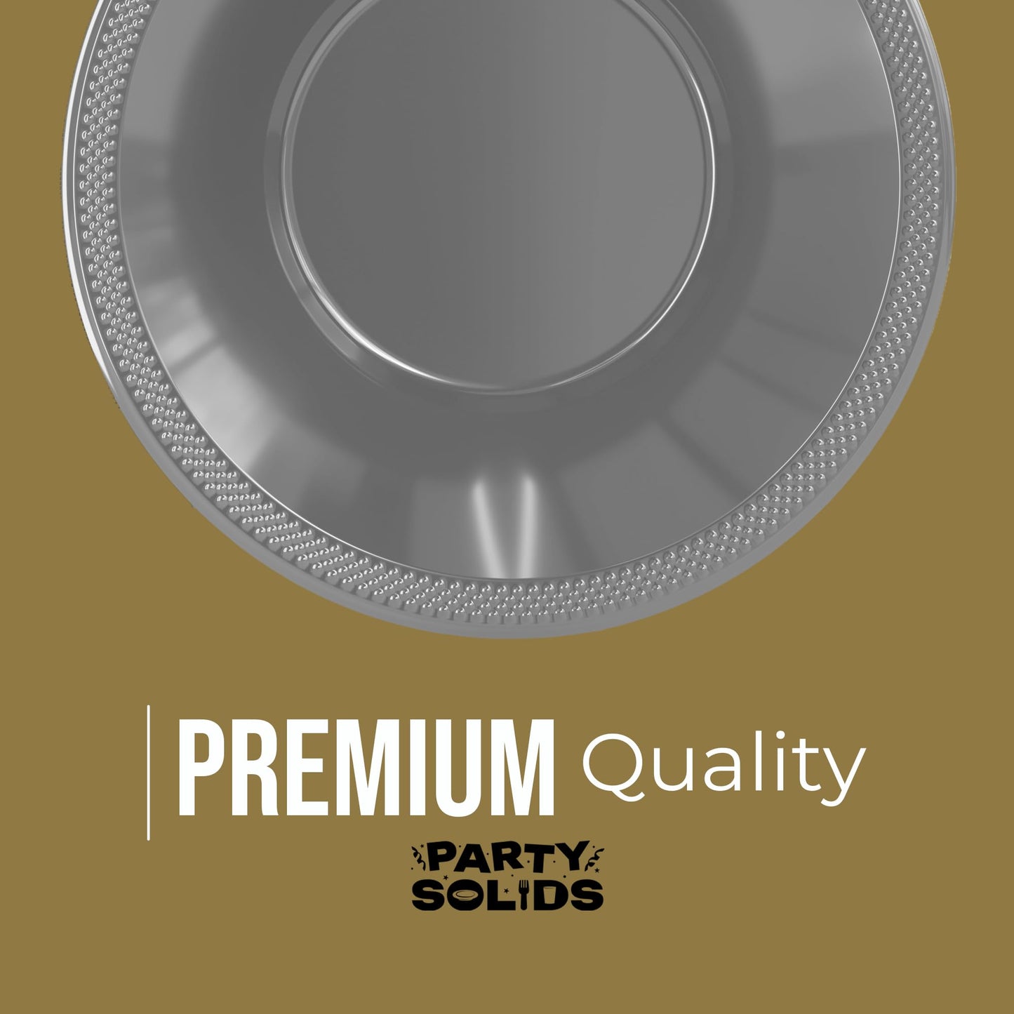 Party Solids 12 Oz Silver Plastic Bowls Disposable Bowls for Hot Food Soup 50 Pcs - For Soup, Salad, Cereal, Desserts & Party Supplies