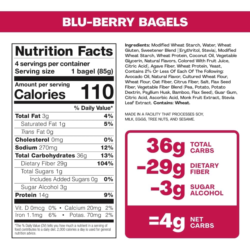 The Sola Company Bagel, 12 OZ (Pack of 3) Veriety Pack, Plain Bagel, Everything Bagels, Blu-Berry Bagels Non-GMO, No Added Sugar