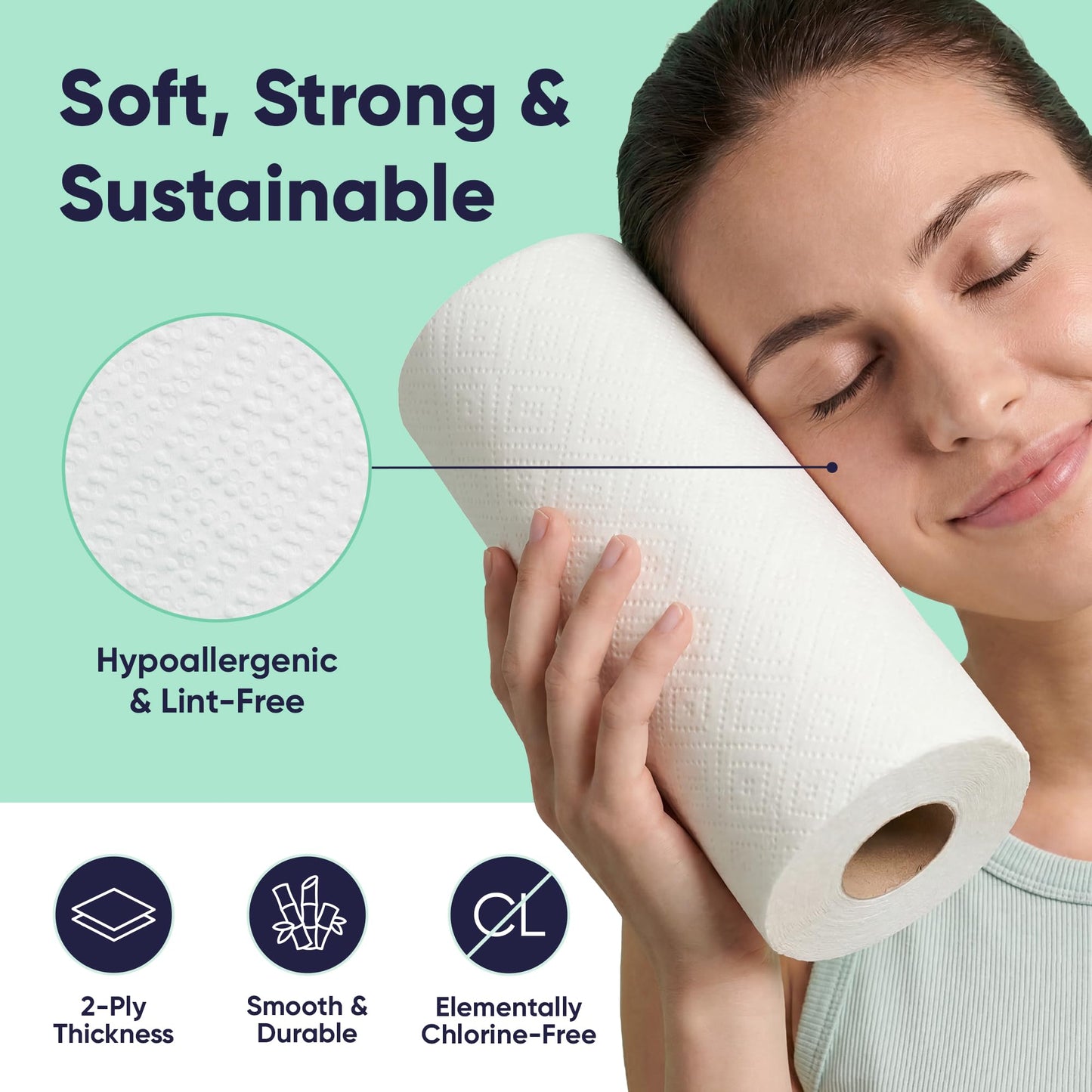 Save Trees Bamboo Paper Towels 6pk - 750 Sheets Paper Towels Rolls Ultra Absorbent & Durable Eco-Friendly - FSC-Certified, totally Plastic-Free